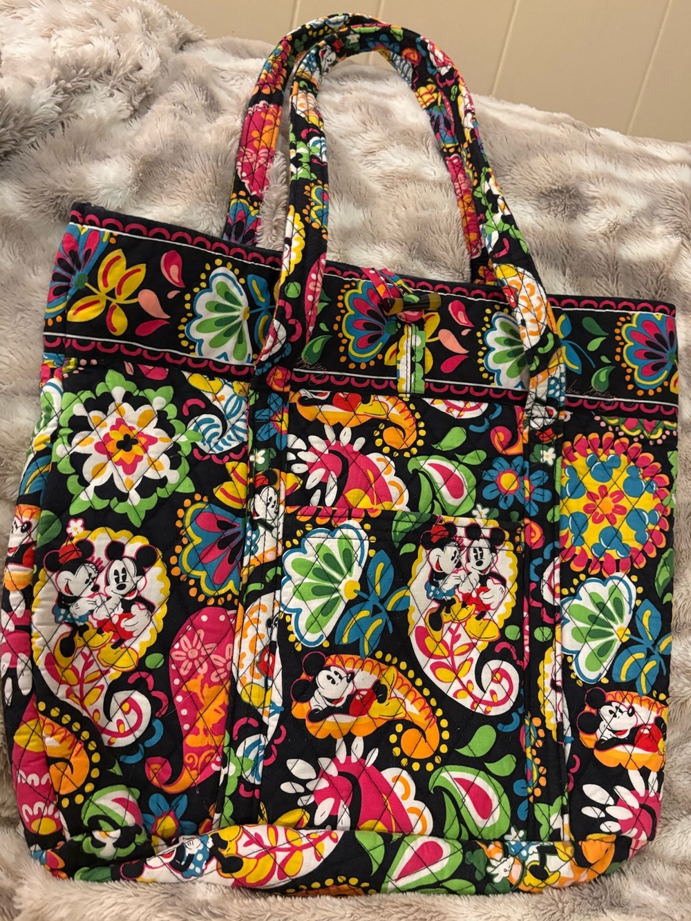 Disney Parks Mickey & Minnie Vera Bradley Original Large Quilted Tote Bag